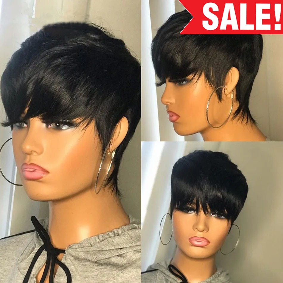 Short Pixie Cut Wig Human Hair Cheap - Parrucche corte in capelli umani, taglio
