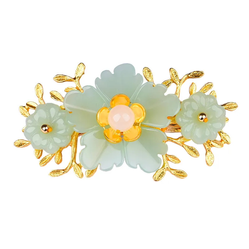 Green Jade Flower Barrette Des - Hair Clips recensione e prezzo
