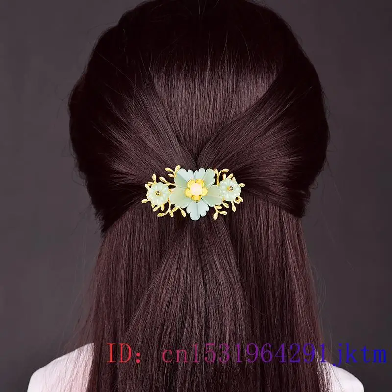 Green Jade Flower Barrette Des - Hair Clips recensione e prezzo
